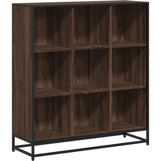 Bibliothèque chêne marron 97,5x33x107,5cm bois ingénierie métal