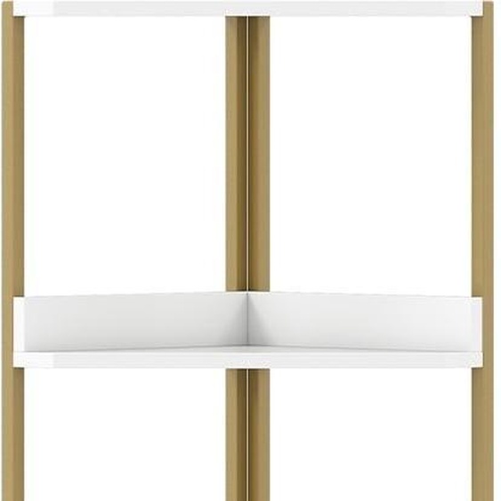 Bibliothèque dangle avec armoire et structure métallique, 170 cm, blanc