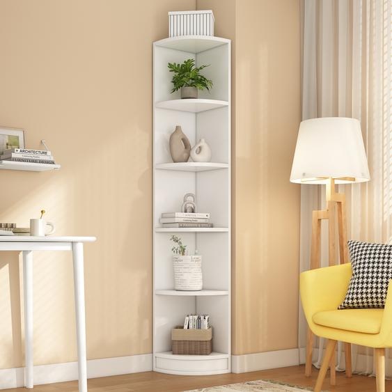 Bibliothèque dangle, étagère, étagère de stockage, matériau MDF, forte capacité de charge, blanc