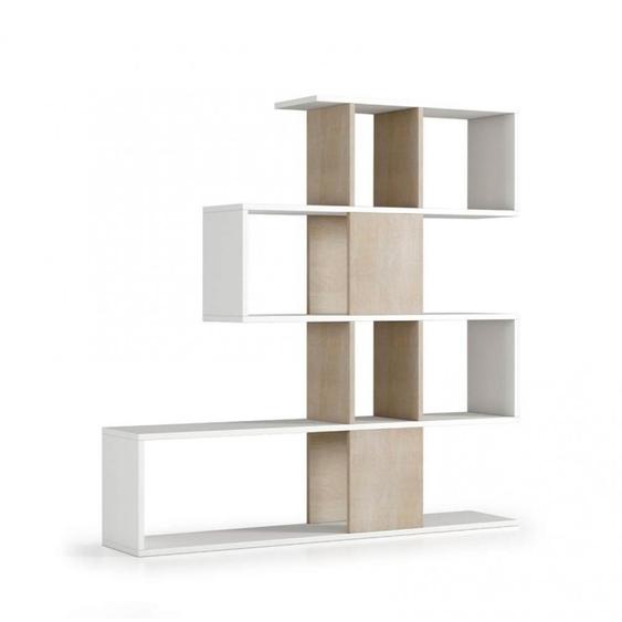 Bibliothèque design ETRIX blanc chêne 145x145x29 cm 5 étagères