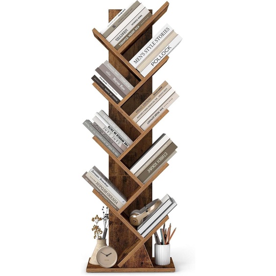 Bibliothèque en forme darbre - Étagère dangle - Étagère autoportante - 20 x 38 x 115,5 cm - Marron vintage