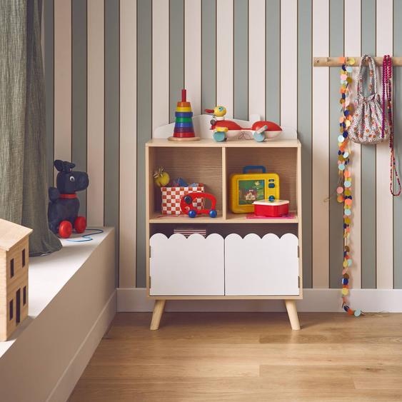 Bibliothèque Enfant 2 Étagères 2 Portes Blanc