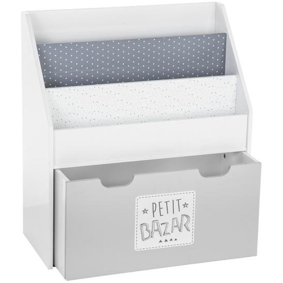 Bibliothèque enfant à roulettes Gris, H.70 cm