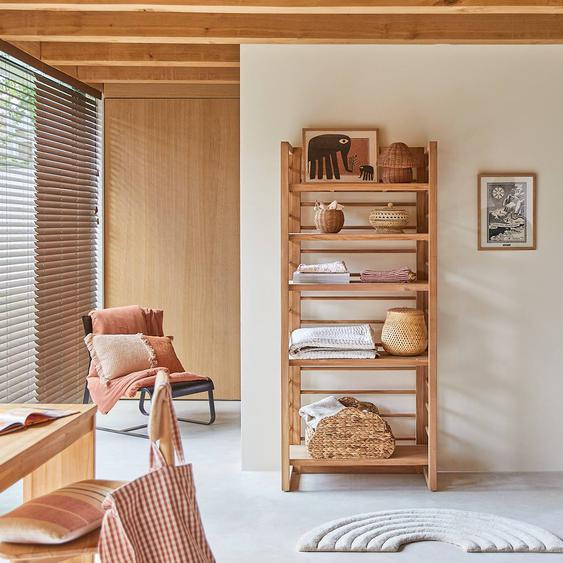 Bibliothèque Enfant En Bois De Teck 80x180 Sera Naturel