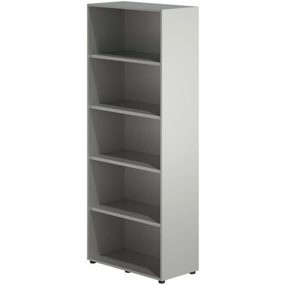 Bibliothèque haute Delux - L.86 x H.215 cm - Sans porte - Corps couleur Aluminium