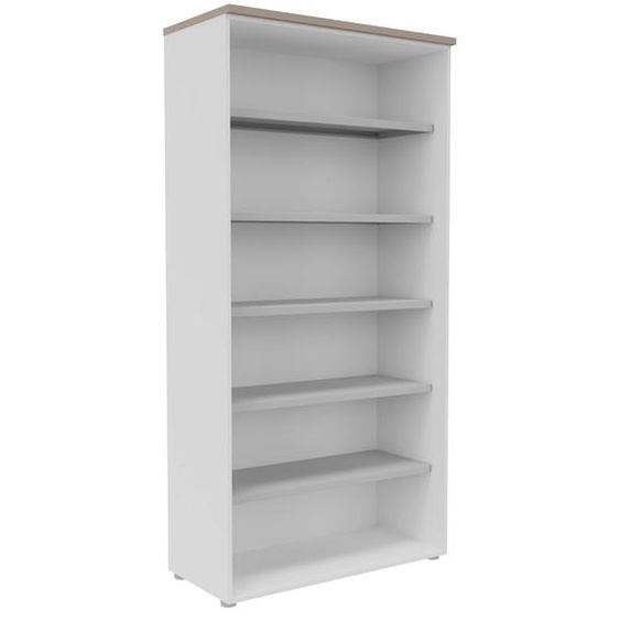 Bibliothèque haute sans porte L.100 x P.48 x H.203 cm - Corps Blanc - Top Argile