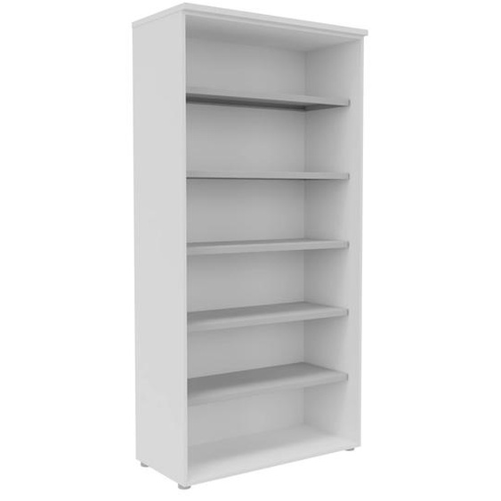 Bibliothèque haute sans porte L.100 x P.48 x H.203 cm - Corps Blanc - Top Blanc