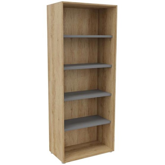 Bibliothèque haute sans porte L.80 x P.48 x H.201 cm - Chêne Nebraska