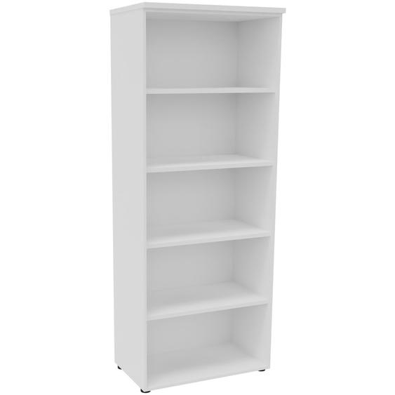 Bibliothèque haute sans porte L.80 x P.48 x H.201 cm - Corps Blanc - Top Blanc