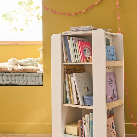 Bibliothèque meuble de rangement tournant LIGNE TERRAZZO beige