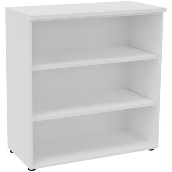 Bibliothèque mi-hauteur sans porte L.100 x P.48 x H.104 cm - Corps Blanc - Top Blanc