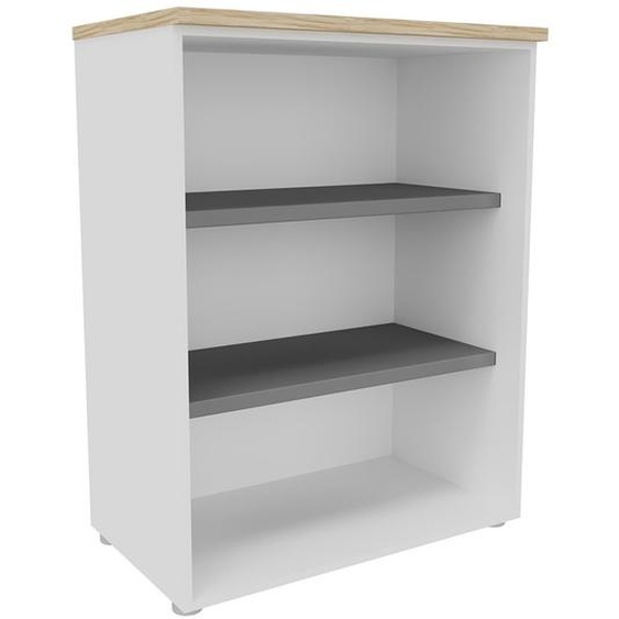 Bibliothèque mi-hauteur sans porte L.80 x P.48 x H.104 cm - Chêne Nebraska