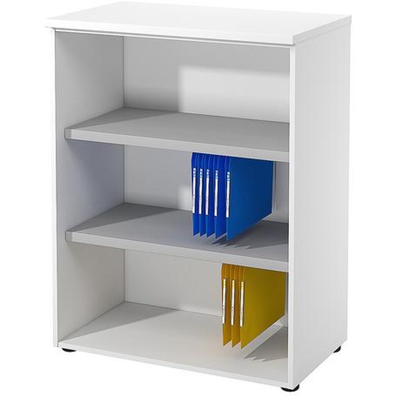 Bibliothèque mi-hauteur sans porte L.80 x P.48 x H.104 cm - Corps Blanc - Top Blanc