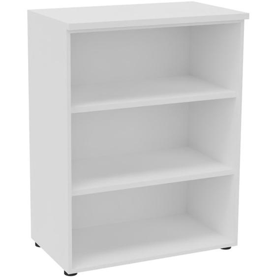 Bibliothèque mi-hauteur sans porte L.80 x P.48 x H.104 cm - Corps Blanc - Top Blanc