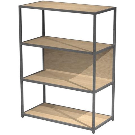 Bibliothèque modulable Cassandra L.90 x H.122 cm - Chêne et Anthracite
