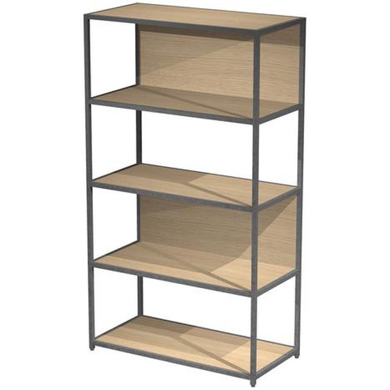 Bibliothèque modulable Cassandra L.90 x H.161 cm - Chêne et Anthracite