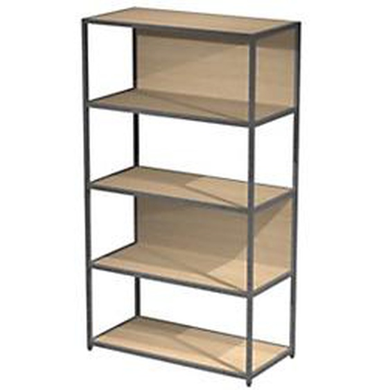 Bibliothèque modulable Cassandra L.90 x H.161 cm - Chêne et Anthracite