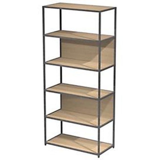 Bibliothèque modulable Cassandra L.90 x H.200 cm - Chêne et Anthracite
