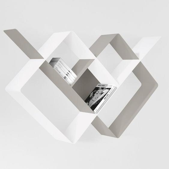 Bibliothèque MONDRIAN en acier coloris blanc et gris tourterelle