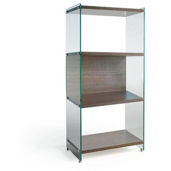 Bibliothèque murale 4 étagères BABYLONE 60 cm céruse noyer