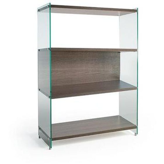 Bibliothèque murale 4 étagères BABYLONE 90 cm céruse noyer