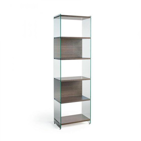Bibliothèque murale 6 étagères BABYLONE 60 cm céruse noyer
