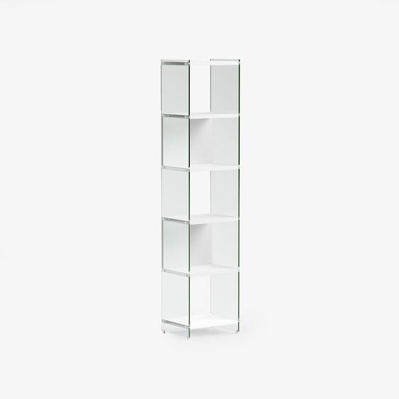 Bibliothèque murale BYBLOS 45 cm verre plateau stratifié coloris blanc