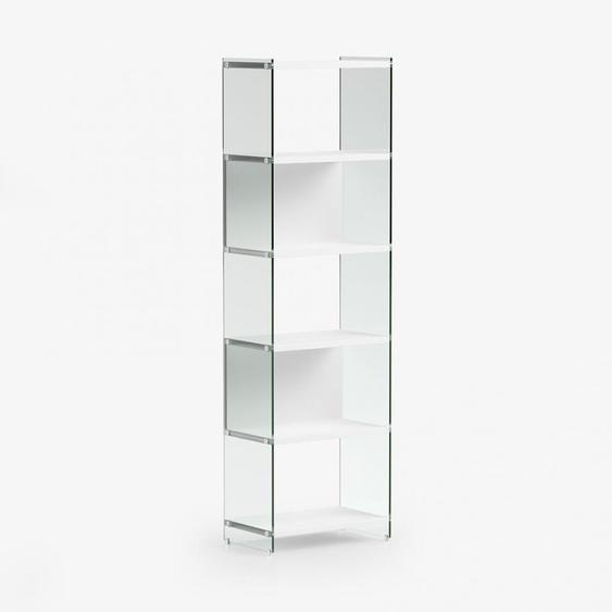 Bibliothèque murale BYBLOS 60 cm verre plateau stratifié coloris blanc