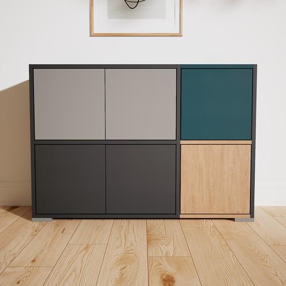 Bibliothèque murale - Graphite, modèle moderne, étagère, avec porte Graphite - 115 x 81 x 34 cm, modulable