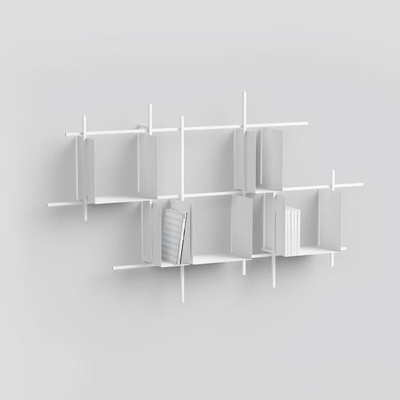 Bibliothèque murale LIBRA acier 5 colonnes 5 boîtes coloris blanc