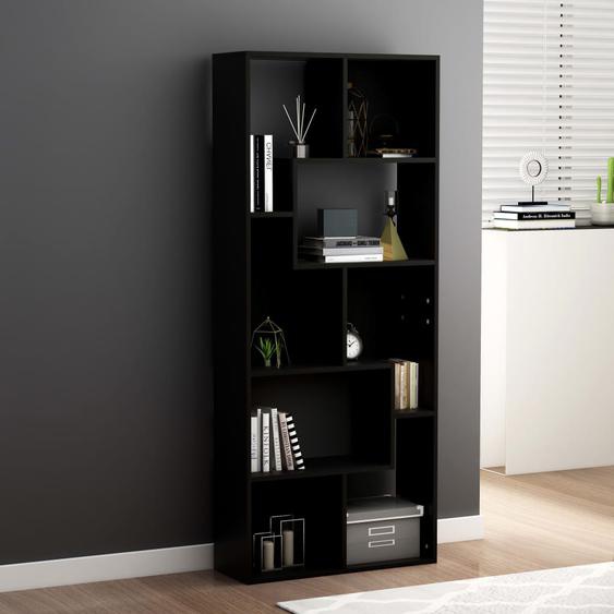 Bibliothèque Noir 67x24x161 cm Bois dingénierie