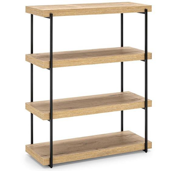 Bibliothèque ouverte LIBRA cadre métal 4 étagères mélaminé chêne naturel