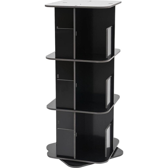 Bibliothèque pivotante - Étagère dangle à 3 niveaux - 39 × 39 × 97 cm - Pivotante à 360° - Acier inoxydable - Montage requis - Noir