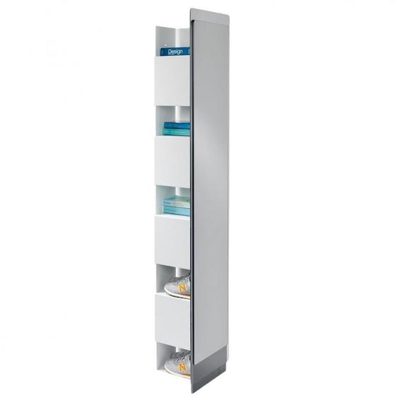 Bibliothèque RETTANGOLO acier couleur blanc + miroir HIDE couleur fumé noir carbone