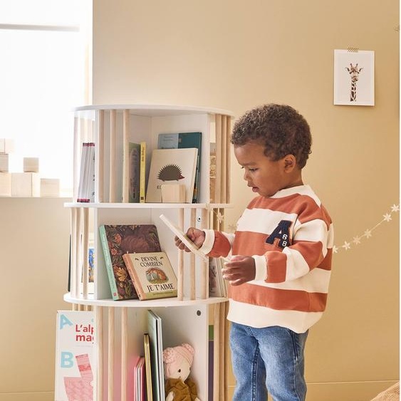 Bibliothèque tournante 3 Étages blanc