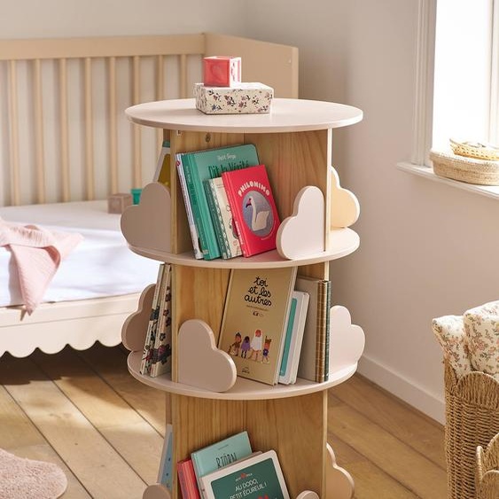 Bibliothèque tournante 3 niveaux COEUR rose pâle