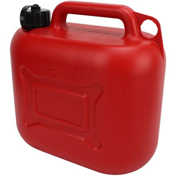 Bidon dessence 5L 1.3 Gallon ABS Récipient dessence portable rouge sans fuite avec tuyau de sortie de 27cm