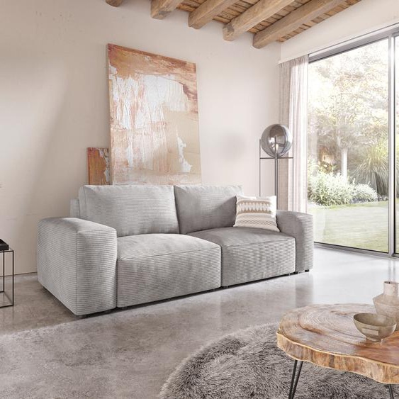 Big Sofa Lanzo L 260x110 cm Cord Gris Argenté, Grands canapés