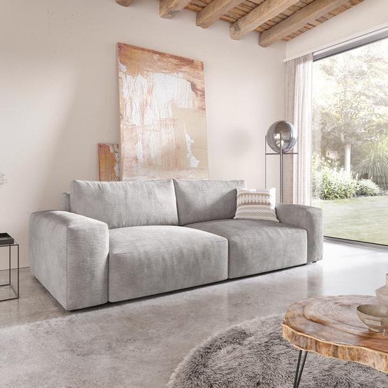 Big Sofa Lanzo XL 270x130 cm Cord Gris Argenté, Grands canapés