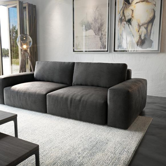 Big sofa Lanzo XL 270x130 cm Imitation cuir vintage anthracite, Grands canapés