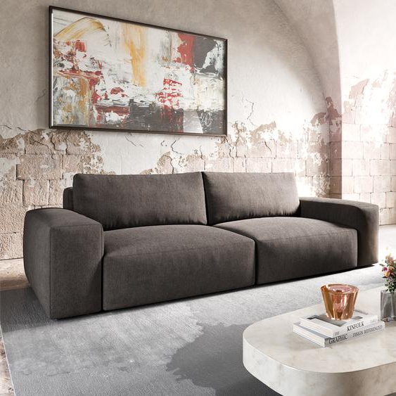 Big-Sofa Lanzo XL 270x130 cm microfibre marron kaki, Grands canapés