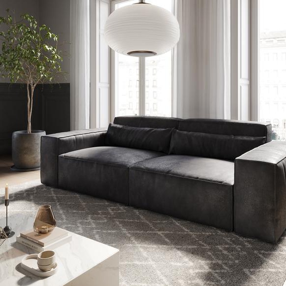 Big-Sofa Sirpio L 260x110 cm Cuir synthétique Vintage Anthracite, Grands canapés