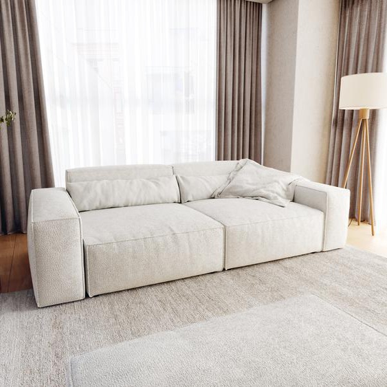 Big-Sofa Sirpio XL 270x130 cm Bouclee Crème-blanc avec Tabouret, Grands canapés
