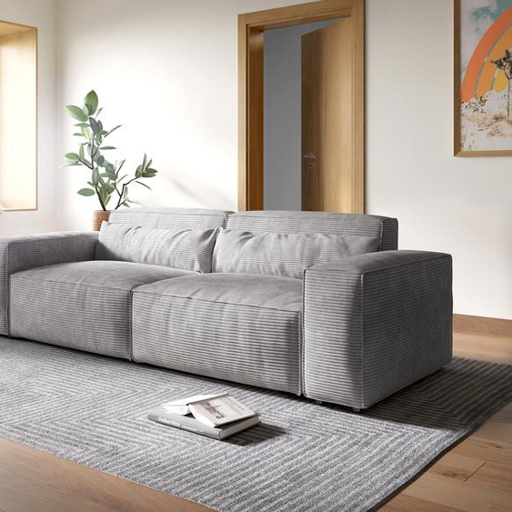 Big-Sofa Sirpio XL 270x130 cm Velours côtelé Gris argenté, Grands canapés