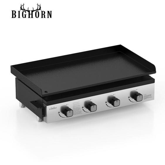 Plancha Gaz bf , 4 Brûleurs en Acier, Puissance 9.9644kW avec la Technologie Blue Flame, Plancha à Poser, Large Plancha à Revêtement Anti-adhésif,