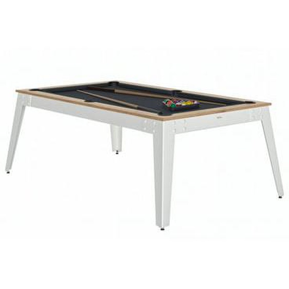 Billard Steel Chene Sable Pieds Blanc Drap Gris Ardoise