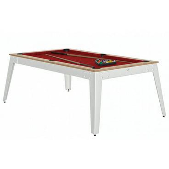 Billard Steel Chene Sable Pieds Blanc Drap Rouge