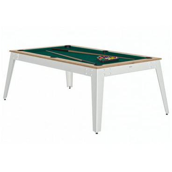 Billard Steel Chene Sable Pieds Blanc Drap Vert