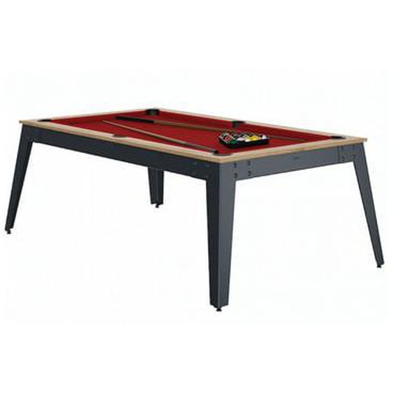 Billard Steel Chene Sable Pieds Gris Drap Rouge
