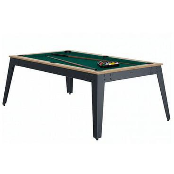 Billard Steel Chene Sable Pieds Gris Drap Vert